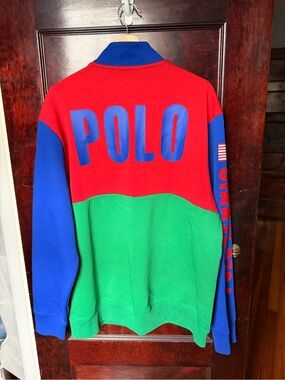 Ralph Lauren Colorblock Crewneck Sweater in Red, Blue & Green